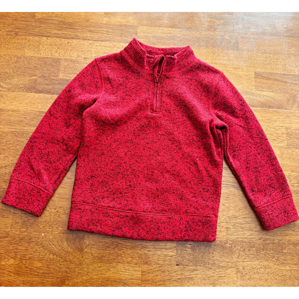 Jumping Beans 4T Red Heathered Fleece 1/4 Zip Pullover Mock Neck Sweater